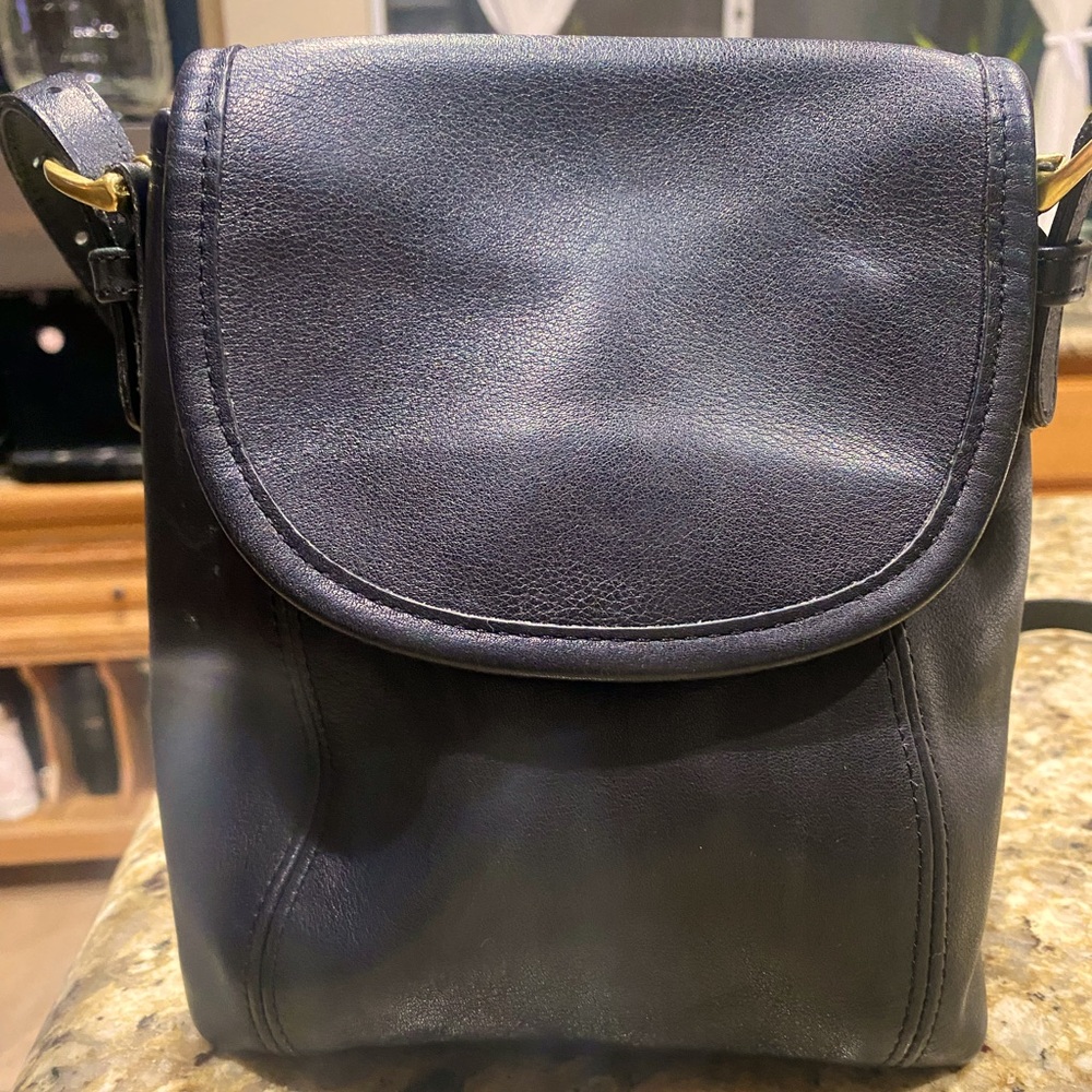 Vintage Coach SoHo Small Black Soft Leather Flap Crossbody Bag